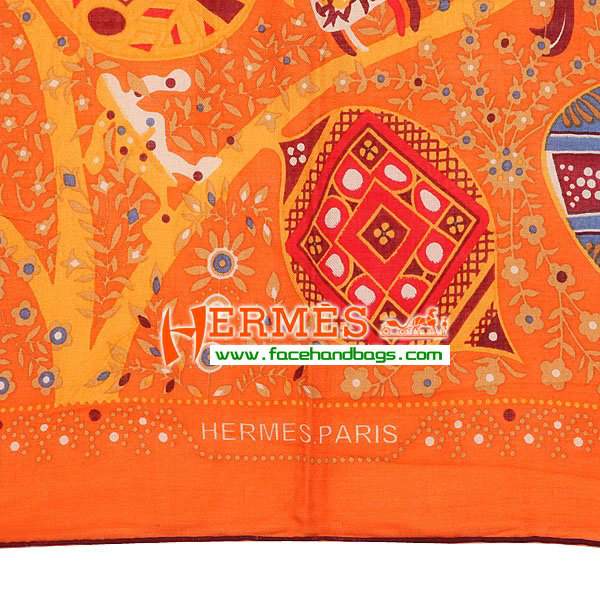 Hermes Cashmere Square Scarf HECASS 140 x 140 orange